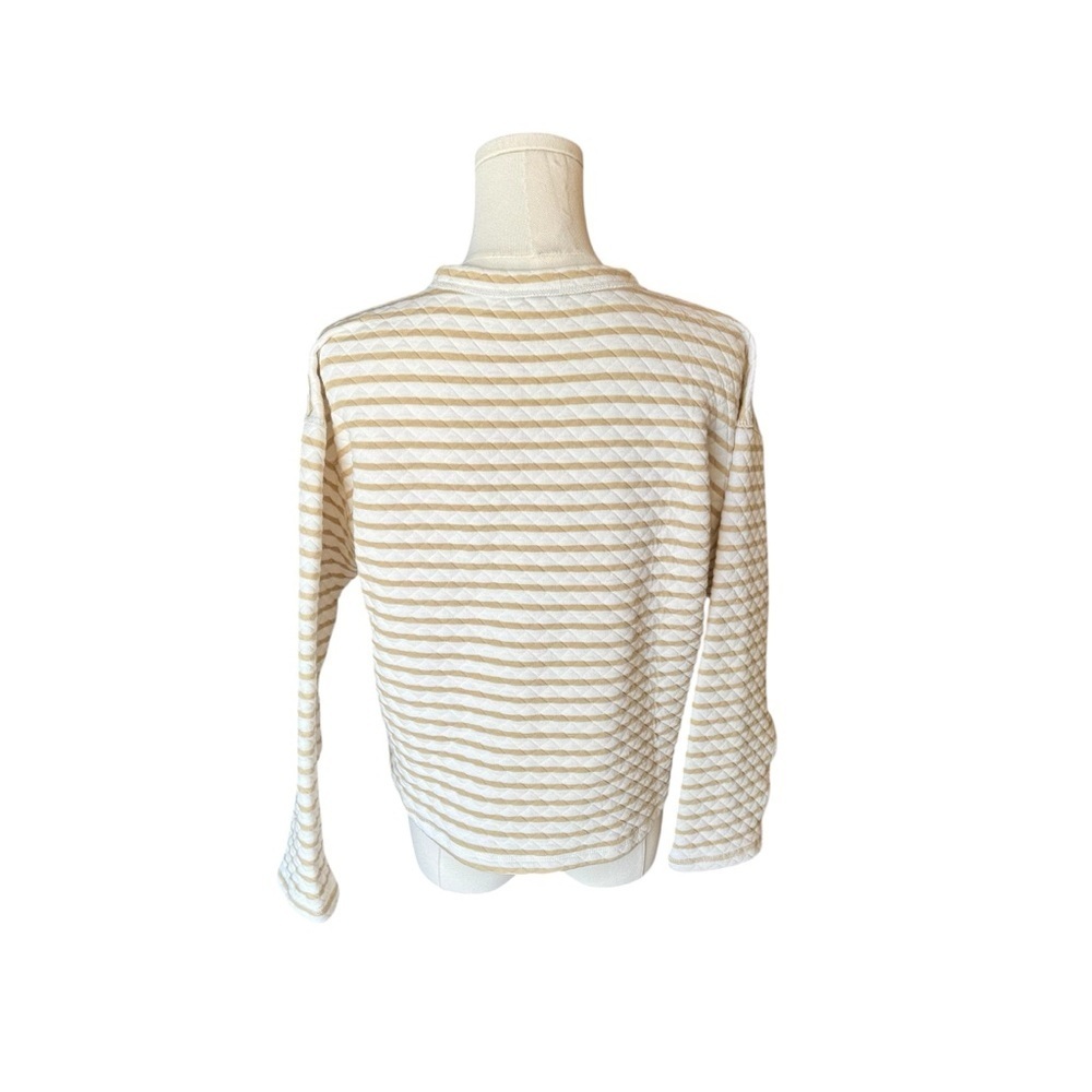 J. Crew - Beige and Cream Preppy Striped Reversible Quilted Pullover Sz M - Picture 5 of 8